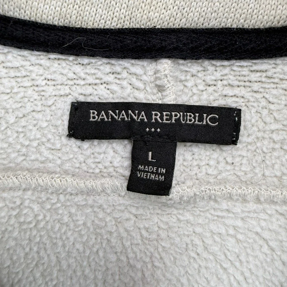 Banana Republic Mens Large Cream Sherpa Lined Quarter‎ Zip Pullover Sweater L
